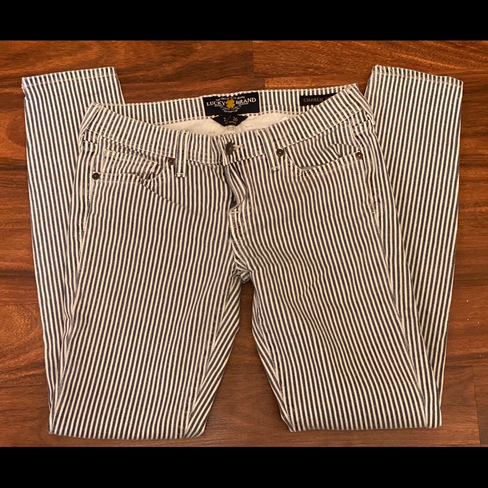 Lucky Brand Charlie Striped Skinny Jeans